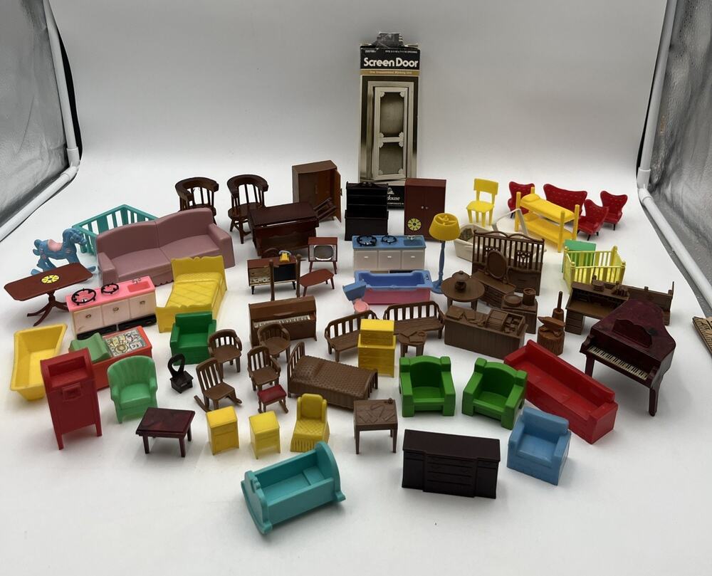 Dollhouse Miniature All Vintage furniture MCM 1950's Misc Accessory Lot 60+